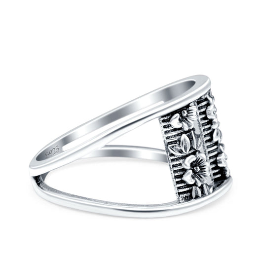 Flowers Oxidized Band Thumb Ring (11.6mm)