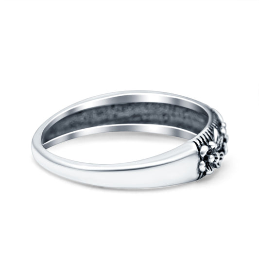 Flowers Oxidized Band Thumb Ring (5mm)