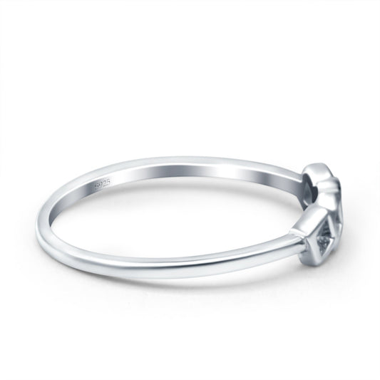 Four Square Eye Style Band Silver Ring (4mm)
