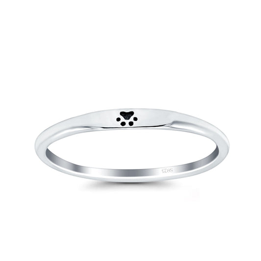 Paw Print Oxidized Band Thumb Ring (2.2mm)