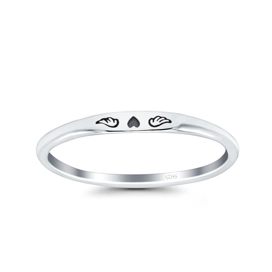 Heart & Wings Oxidized Band Thumb Ring (2.2mm)