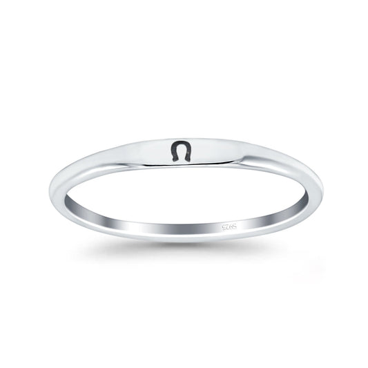 Lucky Horseshoe Oxidized Band Thumb Ring (2.2mm)