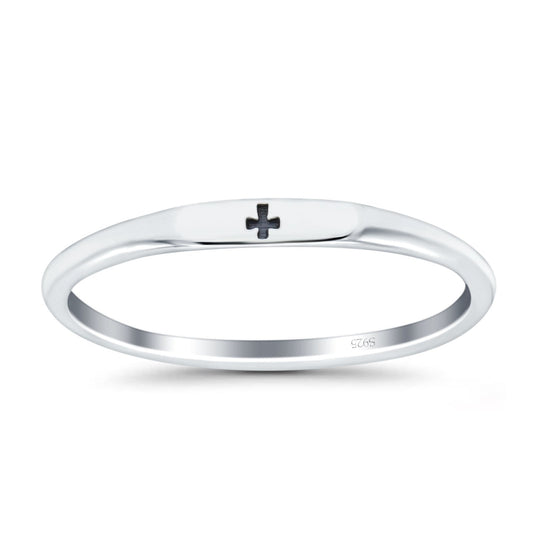 Small Cross Oxidized Band Thumb Ring (2.2mm)