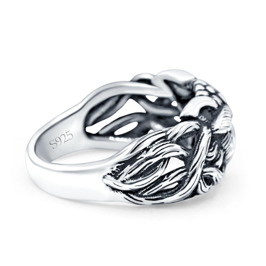 Owl Oxidized Band Thumb Ring (10.5mm)
