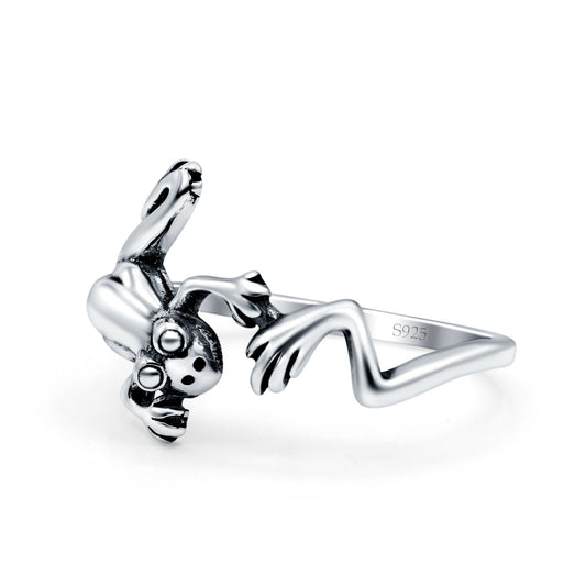 Frog Band Oxidized Thumb Ring (13mm)