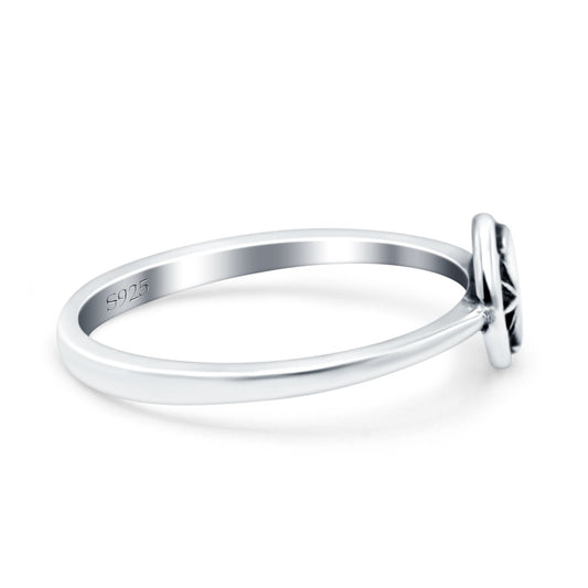 Moon & Star Oxidized Band Thumb Ring (6mm)
