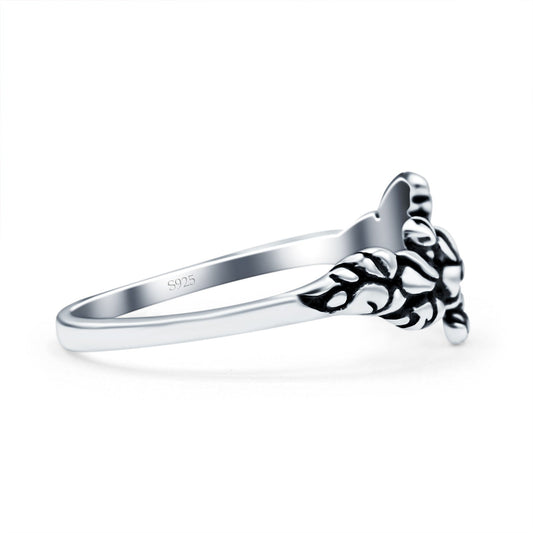 Leaves Oxidized Band Thumb Ring (8mm)