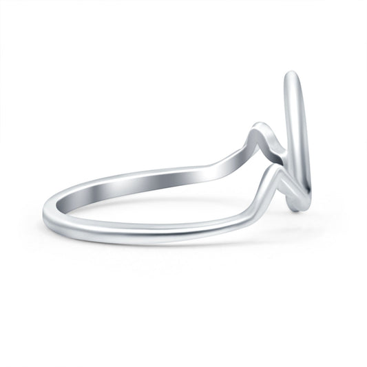 Heartbeat Rhodium Plated Band Thumb Ring (11mm)