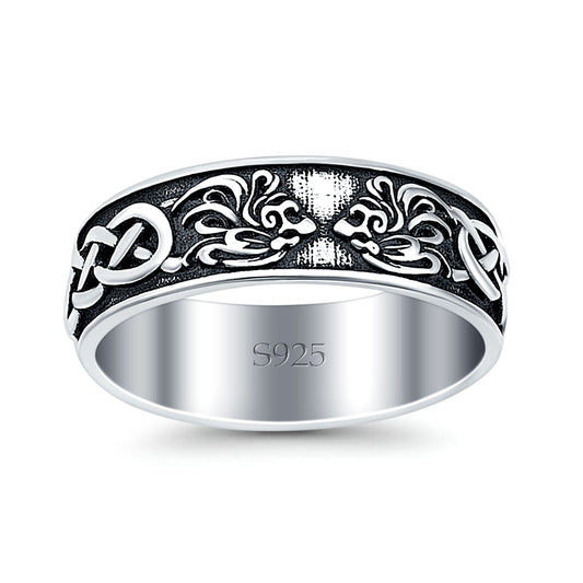Celtic Oxidized Band Thumb Ring (7mm)