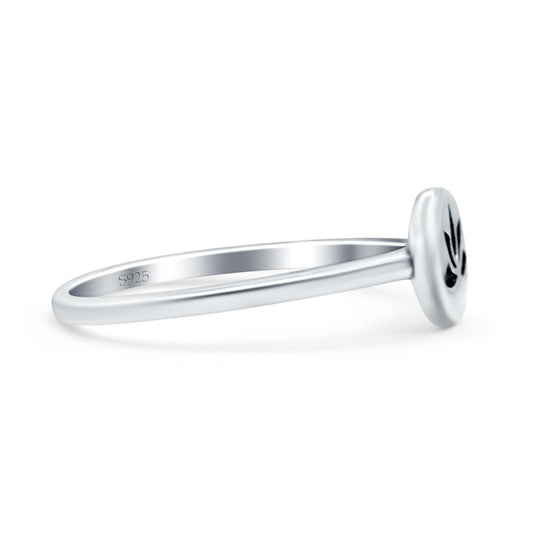 Flower Oxidized Band Thumb Ring (7mm)