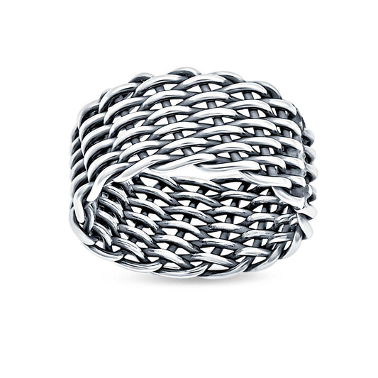 Weave Oxidized Band Thumb Ring (13mm)