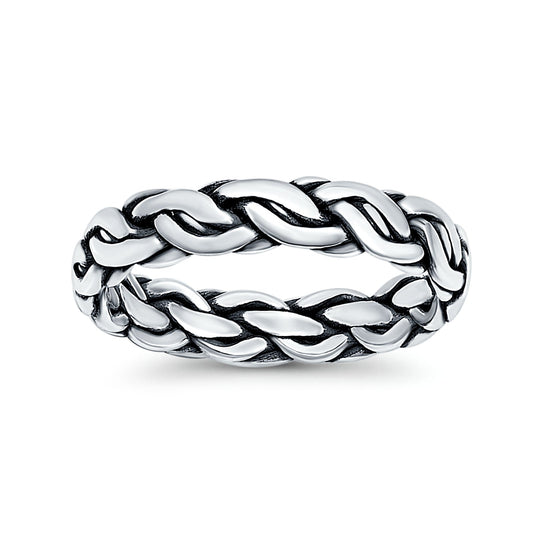 Puzzle Braided Oxidized Band Thumb Ring (5mm)