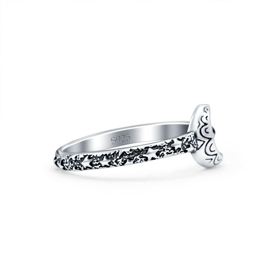 Crescent Moon Ring Oxidized Band Thumb Ring (8mm)