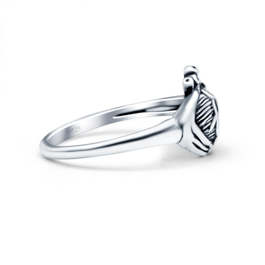 Human Heart Oxidized Band Thumb Ring (10mm)