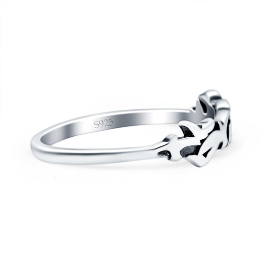 Birds Ring Oxidized Band Thumb Ring (4mm)