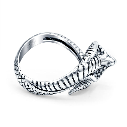 Cobra Snake Oxidized Band Thumb Ring (15.6mm)