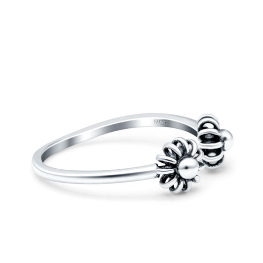 Flowers Oxidized Band Thumb Ring (6mm)