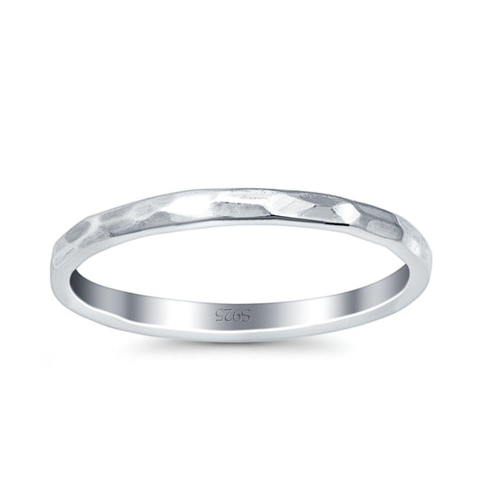 Hammered Rhodium Plated Band Thumb Ring (2mm)