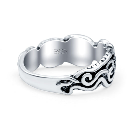 Octopus Oxidized Band Thumb Ring (7mm)