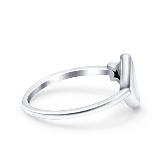 Moon & Star Oxidized Band Thumb Ring (10mm)