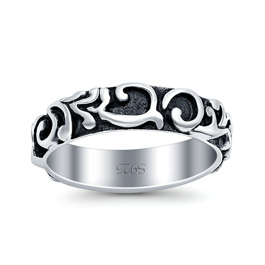 Silver Oxidized Band Thumb Ring (5.5mm)