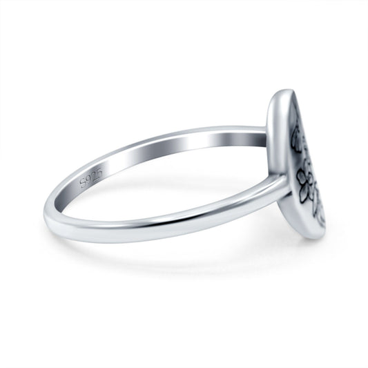 Flowers Band Oxidized Ring (11mm)