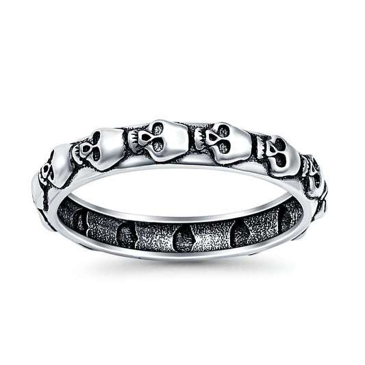 Skull Oxidized Band Thumb Ring (4mm)