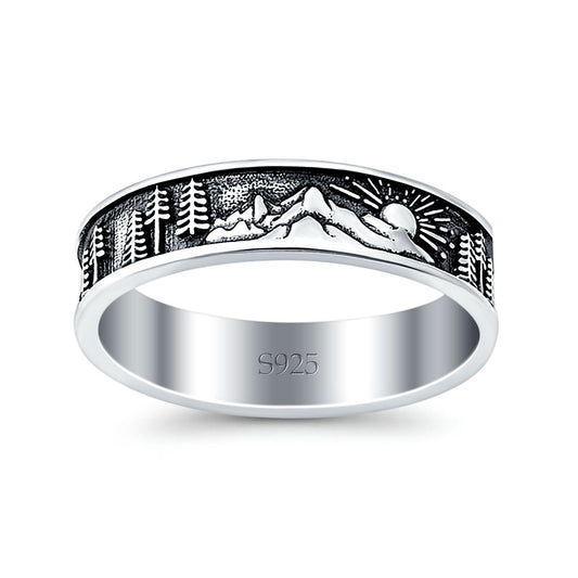 Nature Oxidized Band Thumb Ring (5mm)