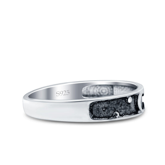 Moon & Stars Band Oxidized Thumb Ring (4mm)