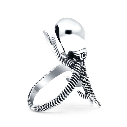 Octopus Oxidized Band Thumb Ring (30mm)