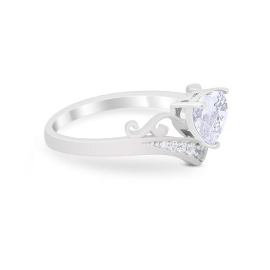 Heart Filigree Thumb Ring Round Simulated Cubic Zirconia