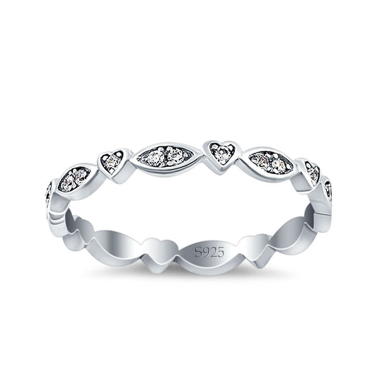 Full Eternity Art Deco Marquise & Heart Cubic Zirconia 3mm Wedding Band