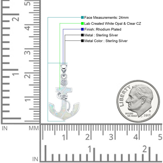 Opal & CZ Anchor Pendant