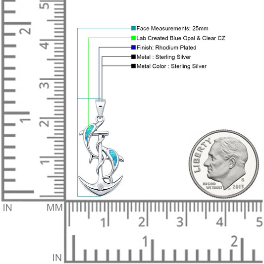 Dolphin Anchor CZ Pendant