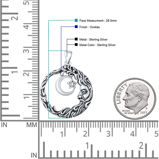 Wicca, Star & Moon Pendant