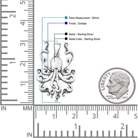 Oxidized Octopus Pendant