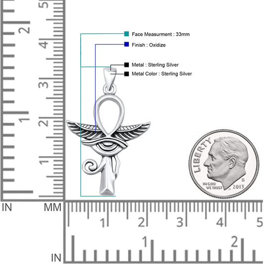 Eye of Horus, Wings & Ankh Pendant