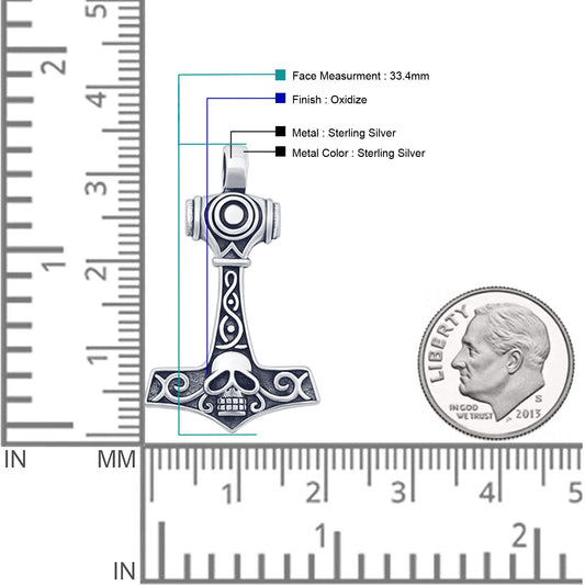 Viking Mjolnir Skull Pendant