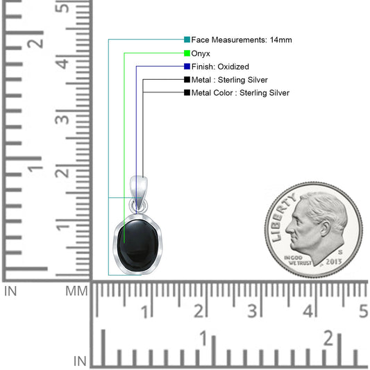 Oval Black Onyx Solitaire Pendant