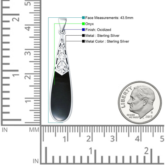 Oxidized Pear Dangle Drop Pendant