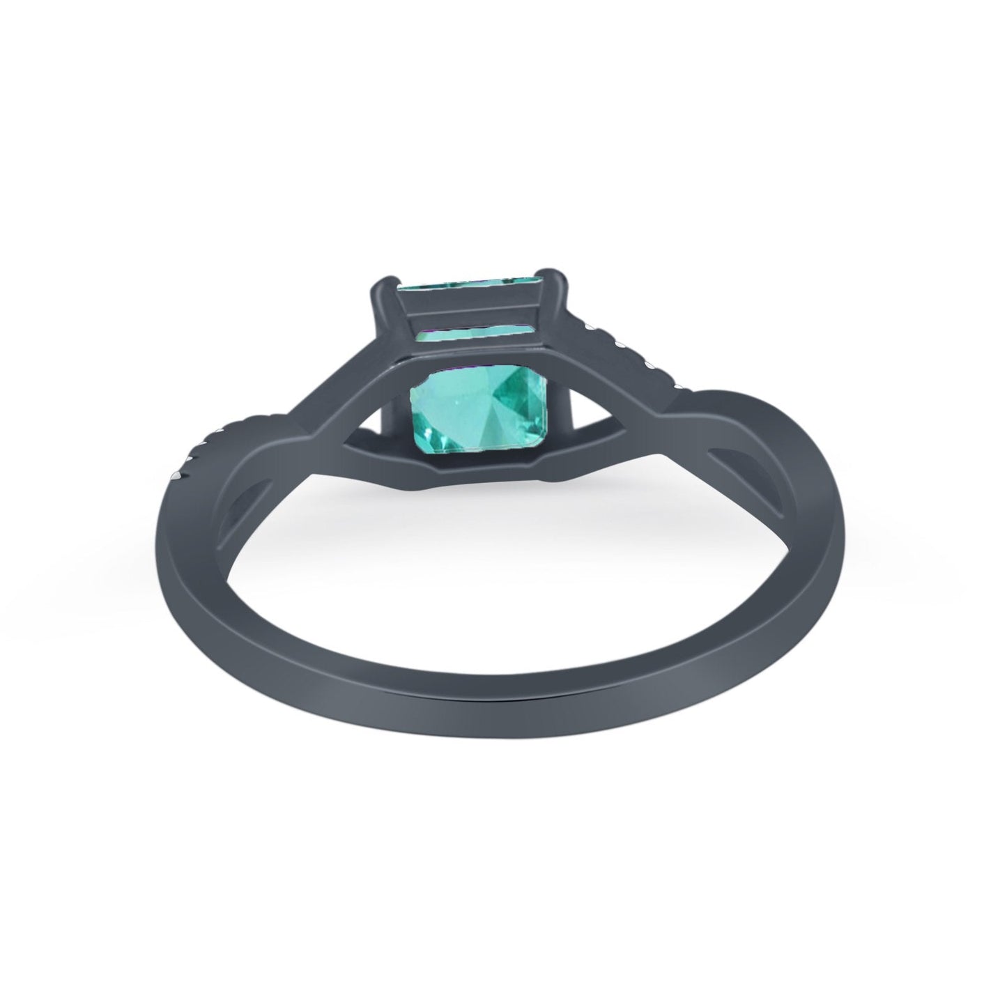 Princess Cut Black Tone, Paraiba Tourmaline CZ Ring