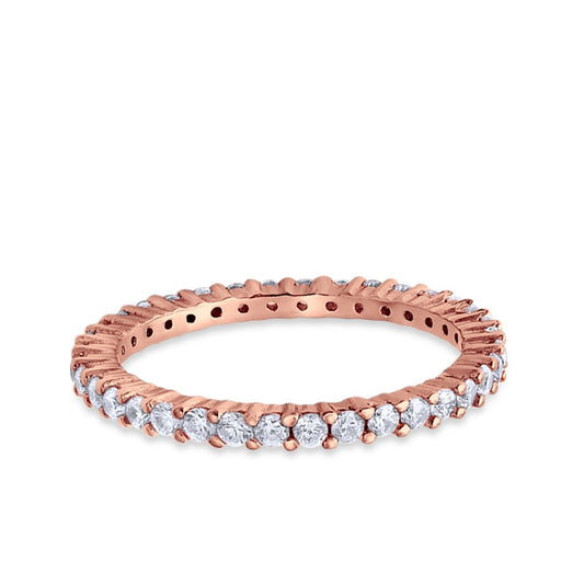 Full Eternity Wedding Round Rose Tone, Simulated Cubic Zirconia Ring