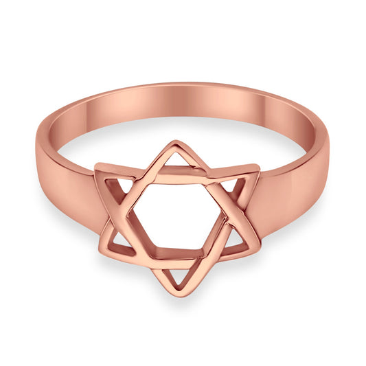 Jewish Star Ring Rose Tone Star of David Judaism Band