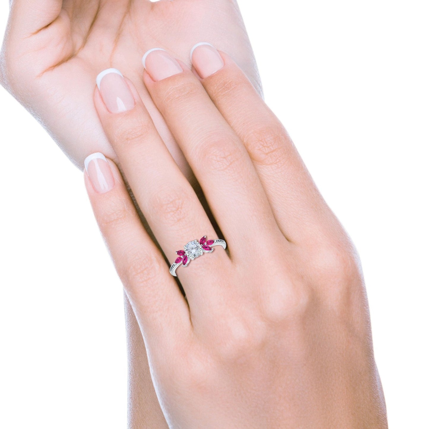 Marquise Ruby Simulated Cubic Zirconia Wedding Ring