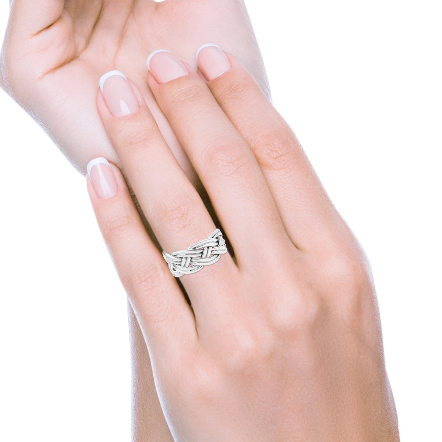 Rope Celtic Woven Knot Infinity Braided Style Oxidized Band Thumb Ring 8mm(0.31)