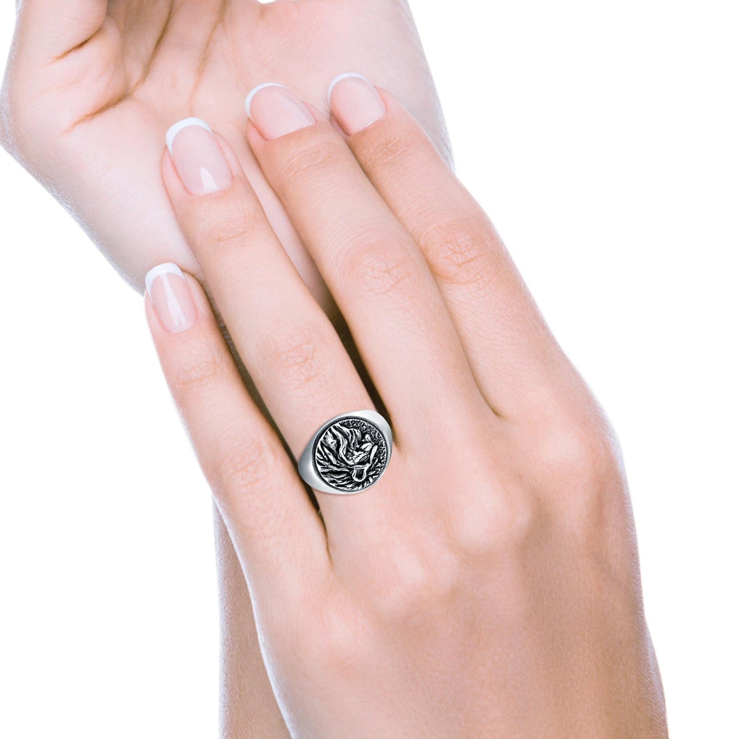 Lion Oxidized Band Thumb Ring (17mm)