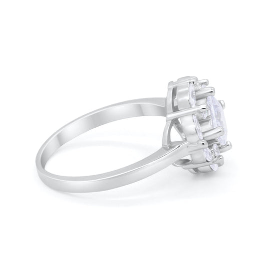 Art Deco Princess Cut Simulated Cubic Zirconia Engagement Ring