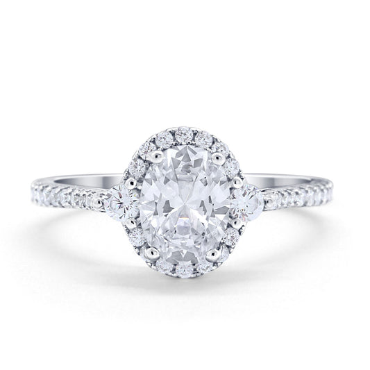 Art Deco Oval Wedding Engagement Ring Simulated Cubic Zirconia