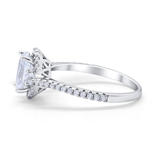 Art Deco Oval Wedding Engagement Ring Simulated Cubic Zirconia