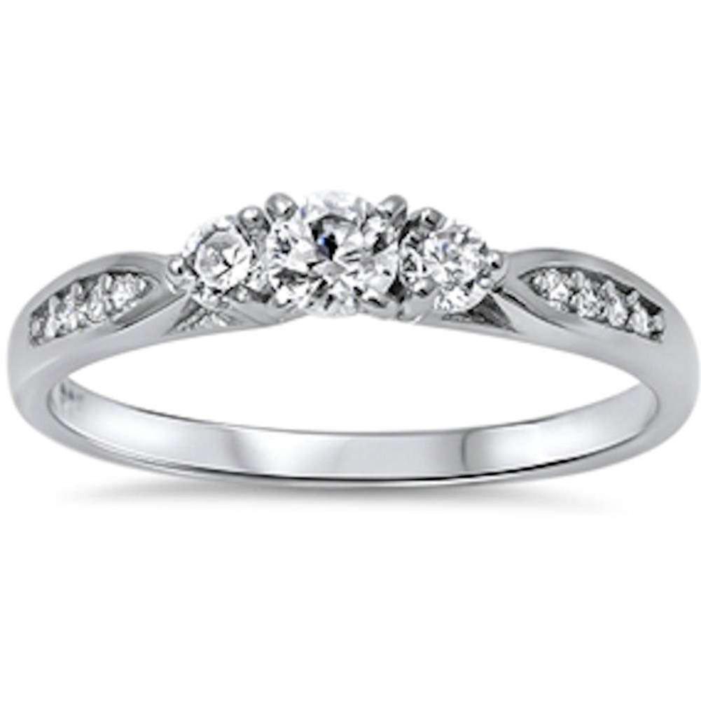 3 Stone Engagement Ring Simulated CZ